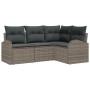 Conjunto de Sofás de Jardín de 4 Piezas con Cojines Ratán Gris Poliéster de , Sofás de exterior - Ref: Foro24-3346019, Precio...