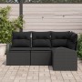 Set de Sofá de Jardín de 4 Piezas con Cojines Negros de Ratán Poliéster de , Sofás de exterior - Ref: Foro24-3346023, Precio:...