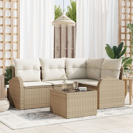 Set de Sofá de 5 Piezas con Cojines Marrón Poliratán de , Sofás de exterior - Ref: Foro24-3346031, Precio: 362,48 €, Descuent...