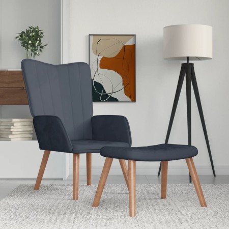 Sillón de relax con taburete terciopelo gris oscuro en Sillones | Comprar online en Foru.es