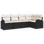 Conjunto de sofá de 5 piezas con cojines Ratán poliespuma negro de , Sofás de exterior - Ref: Foro24-3346037, Precio: 335,91 ...