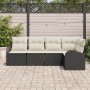 Conjunto de sofá de 5 piezas con cojines Ratán poliespuma negro de , Sofás de exterior - Ref: Foro24-3346037, Precio: 335,91 ...