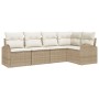 Juego de sofá de jardín de 5 piezas con cojines - Ratán sintético beige de , Sofás de exterior - Ref: Foro24-3346041, Precio:...