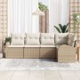 Juego de sofá de jardín de 5 piezas con cojines - Ratán sintético beige de , Sofás de exterior - Ref: Foro24-3346041, Precio:...
