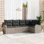Juego de Sofá de Jardín de 5 Piezas con Cojines Gris Claro Poliratán de , Sofás de exterior - Ref: Foro24-3346042, Precio: 35...