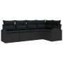 Set de Sofá de Jardín de 5 Piezas con Cojines Negro Poliratán de , Sofás de exterior - Ref: Foro24-3346043, Precio: 351,25 €,...