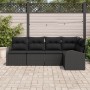 Set de Sofá de Jardín de 5 Piezas con Cojines Negro Poliratán de , Sofás de exterior - Ref: Foro24-3346043, Precio: 351,25 €,...