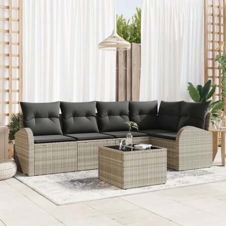 Conjunto de sofá de jardín de 6 piezas con cojines grises de , Sofás de exterior - Ref: Foro24-3346052, Precio: 411,79 €, Des...