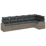 Conjunto de sofá de jardín de 6 piezas con cojines gris ratán sintético de , Sofás de exterior - Ref: Foro24-3346059, Precio:...