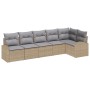 Conjunto de Sofá de Jardín de 6 Piezas con Cojines Beige de Poliratán de , Sofás de exterior - Ref: Foro24-3346060, Precio: 4...