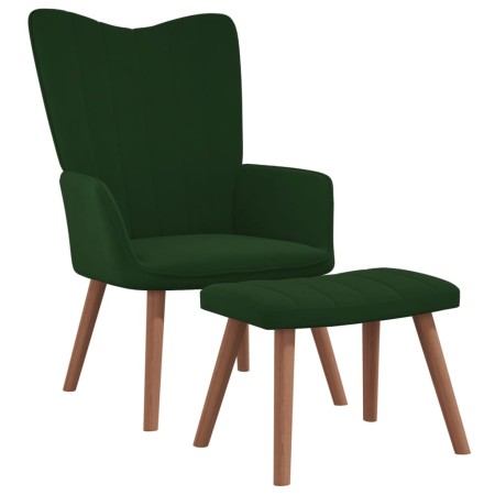 Sillón de relax con taburete terciopelo verde oscuro en Sillones | Comprar online en Foru.es