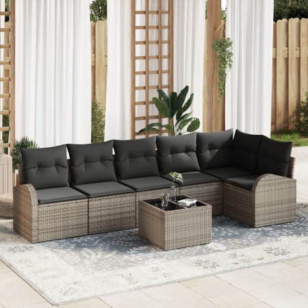 Conjunto de Sofá de Jardín de 6 Piezas con Cojines Ratán Poliéster Negro de , Sofás de exterior - Ref: Foro24-3346069, Precio...
