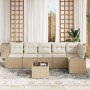 Set de Sofá de Jardín de 7 Piezas con Cojines Ratán Poliéster Marrón de , Sofás de exterior - Ref: Foro24-3346071, Precio: 46...