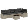 Set de Sofá de Jardín de 7 Piezas con Cojines Gris Poliratán de , Sofás de exterior - Ref: Foro24-3346072, Precio: 493,87 €, ...