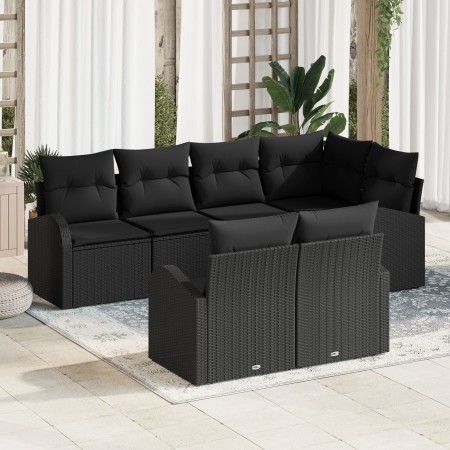 Conjunto de Sofá de Jardín Set de 7 Negro de , Sofás de exterior - Ref: Foro24-3346083, Precio: 513,94 €, Descuento: %
