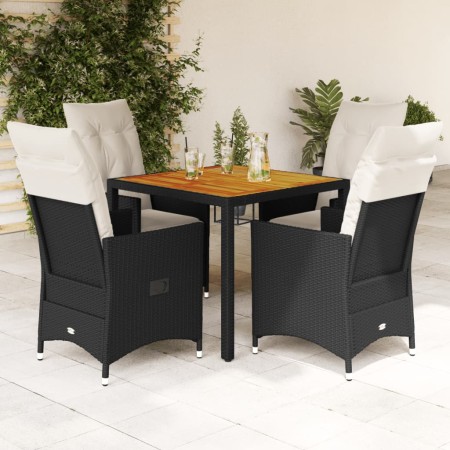 Set de muebles jardín 5 pzas con cojines ratán sintético negro en Conjuntos de jardín | Comprar online en Foru.es
