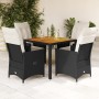 Set de muebles jardín 5 pzas con cojines ratán sintético negro en Conjuntos de jardín | Comprar online en Foru.es