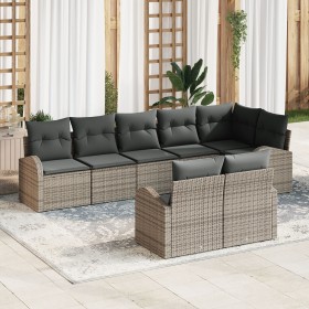 Juego de Sofá de Jardín de 8 Piezas con Cojines Gris de Poliratán de , Sofás de exterior - Ref: Foro24-3346089, Precio: 563,6...