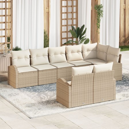Juego de Sofá de Jardín de 8 Piezas con Cojines Beige Ratán de , Sofás de exterior - Ref: Foro24-3346091, Precio: 584,36 €, D...