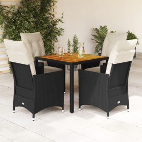 Set de muebles jardín 5 pzas con cojines ratán sintético negro en Conjuntos de jardín | Comprar online en Foru.es