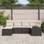 Set de Sofá de Jardín de 6 Piezas con Cojines Negro Poliratán de , Sofás de exterior - Ref: Foro24-3346107, Precio: 378,73 €,...