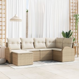 Conjunto de Sofá de Jardín de 6 Piezas con Cojines Beige Ratán Poliéster de , Sofás de exterior - Ref: Foro24-3346111, Precio...