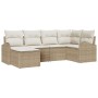 Conjunto de Sofá de Jardín de 6 Piezas con Cojines Beige Ratán Poliéster de , Sofás de exterior - Ref: Foro24-3346111, Precio...