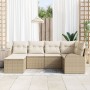 Conjunto de Sofá de Jardín de 6 Piezas con Cojines Beige Ratán Poliéster de , Sofás de exterior - Ref: Foro24-3346111, Precio...
