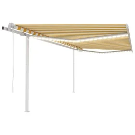 Toldo automático LED sensor de viento amarillo blanco 4,5x3 m de vidaXL, Toldos - Ref: Foro24-3069973, Precio: 706,87 €, Desc...