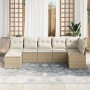 Conjunto de Sofá de Jardín de 7 Piezas con Cojines Beige de Polirratán de , Sofás de exterior - Ref: Foro24-3346131, Precio: ...