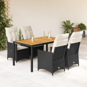 Set de muebles jardín 5 pzas con cojines ratán sintético negro en Conjuntos de jardín | Comprar online en Foru.es