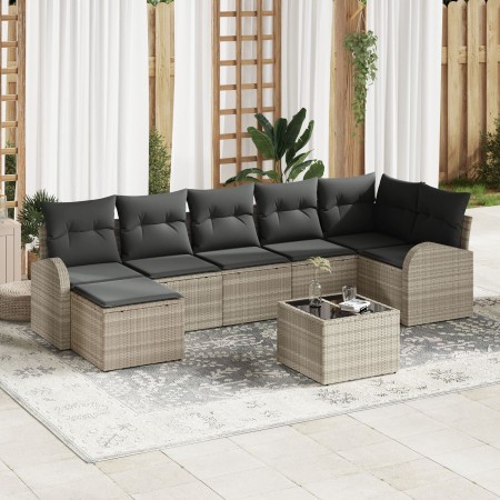 Conjunto de Sofá de Jardín de 8 Piezas con Cojines Gris Poliratán de , Sofás de exterior - Ref: Foro24-3346142, Precio: 542,5...
