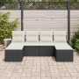 Conjunto de Sofás de Jardín de 6 Piezas con Cojines Negro de Ratán Polivalente de , Sofás de exterior - Ref: Foro24-3346147, ...