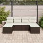 Conjunto de sofá de jardín de 6 piezas con cojines Marrón Ratán sintético de , Sofás de exterior - Ref: Foro24-3346148, Preci...