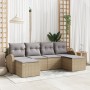 Juego de Sofás de Jardín de 6 Piezas con Cojines Beige de Poliratán de , Sofás de exterior - Ref: Foro24-3346150, Precio: 355...