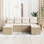 Juego de Sofá de Jardín de 6 Piezas con Cojines Beige Poliratán de , Sofás de exterior - Ref: Foro24-3346151, Precio: 362,56 ...