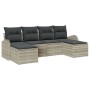 Juego de Sofá de 6 Piezas con Cojines Gris Claro Ratán Poli de , Sofás de exterior - Ref: Foro24-3346152, Precio: 370,82 €, D...