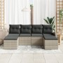 Juego de Sofá de 6 Piezas con Cojines Gris Claro Ratán Poli de , Sofás de exterior - Ref: Foro24-3346152, Precio: 370,82 €, D...