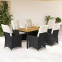 Set de comedor de jardín 7 pzas y cojines ratán sintético negro en Conjuntos de jardín | Comprar online en Foru.es