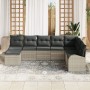 Conjunto de Sofá de Jardín de 8 Piezas con Cojines de Ratán Polimérico Gris Claro de , Sofás de exterior - Ref: Foro24-334616...