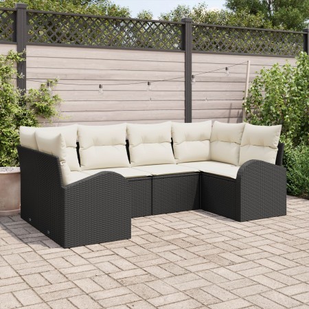 Juego de Sofá de Jardín de 6 piezas con Cojines Negro Ratán Sintético de , Sofás de exterior - Ref: Foro24-3346177, Precio: 3...