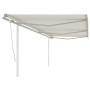 Toldo retráctil manual con postes crema 6x3 m de vidaXL, Toldos - Ref: Foro24-3069997, Precio: 684,10 €, Descuento: %