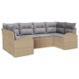 Conjunto de Sofás de Jardín de 6 Piezas con Cojines Beige de Ratán Poliéster de , Sofás de exterior - Ref: Foro24-3346180, Pr...