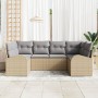 Conjunto de Sofás de Jardín de 6 Piezas con Cojines Beige de Ratán Poliéster de , Sofás de exterior - Ref: Foro24-3346180, Pr...