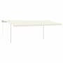 Toldo retráctil manual con postes crema 6x3 m de vidaXL, Toldos - Ref: Foro24-3069997, Precio: 684,10 €, Descuento: %