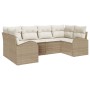 Conjunto de Sofá de Jardín de 6 Piezas con Cojines Beige Ratán Poliéster de , Sofás de exterior - Ref: Foro24-3346181, Precio...