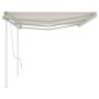 Toldo retráctil manual con postes crema 6x3 m de vidaXL, Toldos - Ref: Foro24-3069997, Precio: 684,10 €, Descuento: %