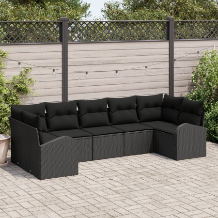 Juego de Sofás de Jardín Set de 7 Negro de , Sofás de exterior - Ref: Foro24-3346193, Precio: 494,39 €, Descuento: %
