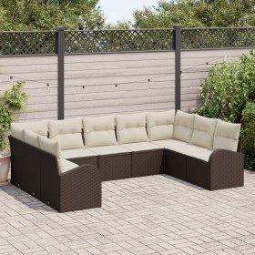 Juego de Sofás de Jardín 9 Piezas Marrón y Crema Ratán de , Sofás de exterior - Ref: Foro24-3346198, Precio: 591,00 €, Descue...