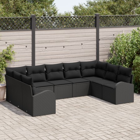 Juego de Sofá de Jardín de 9 Piezas con Cojines Negro Poliratán de , Sofás de exterior - Ref: Foro24-3346203, Precio: 583,63 ...